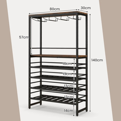 Costway Freestanding Wine Bakers Rack Industrial Floor Wine Rack Display Stand