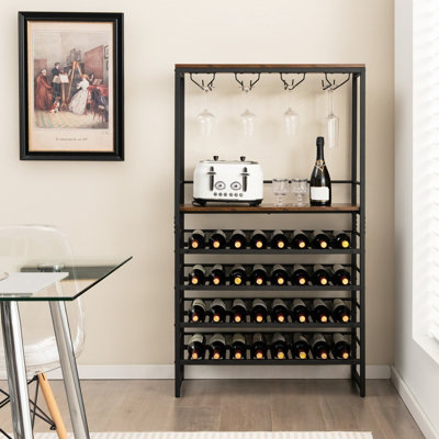 Costway Freestanding Wine Bakers Rack Industrial Floor Wine Rack Display Stand - 5