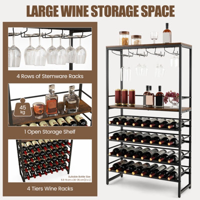 Costway Freestanding Wine Bakers Rack Industrial Floor Wine Rack Display Stand - 6