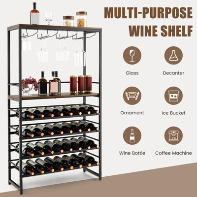 Costway Freestanding Wine Bakers Rack Industrial Floor Wine Rack Display Stand - 7