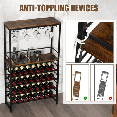 Costway Freestanding Wine Bakers Rack Industrial Floor Wine Rack Display Stand - 8