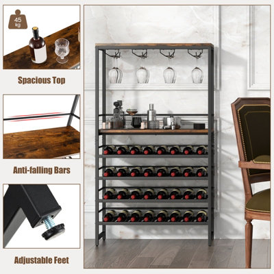Costway Freestanding Wine Bakers Rack Industrial Floor Wine Rack Display Stand - 9
