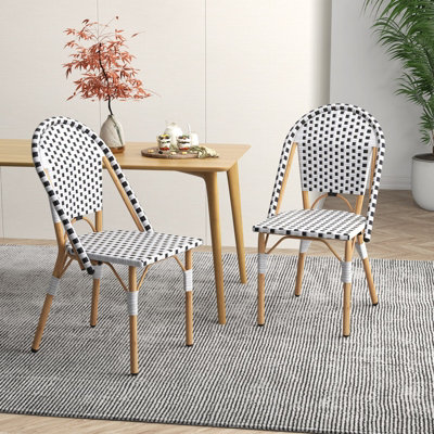 Costway French Bistro Accent Chair Set of 2 Outdoor Armless Dining Chairs