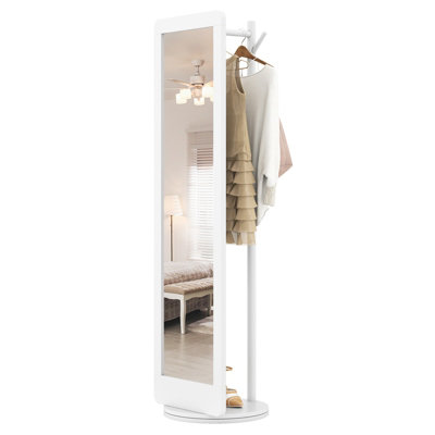 COSTWAY Full Length Mirror 2-in-1 Freestanding Dressing Mirror w/ Coat ...
