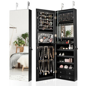 Costway Full-length Mirror Jewelry Cabinet Wall/Door Mounted Jewelry Armoire  LED Lighted