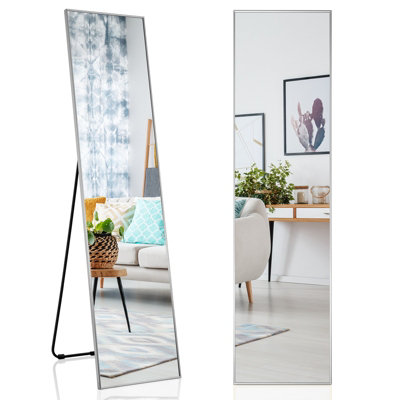 Costway Full Length Mirror Rectangular Dressing Mirror Floor-standing or Wall-mounted