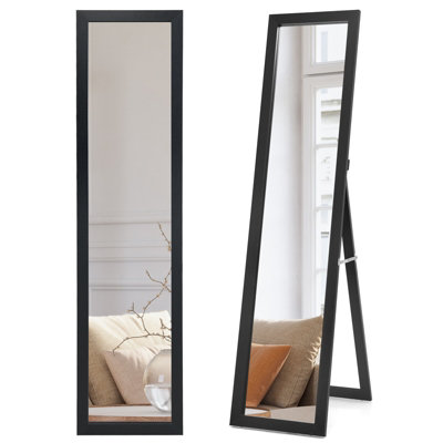 Costway Full-length Wood Mirror Free-Standing & Wall Mirror Cloakroom Mirror