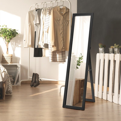 Costway Full-length Wood Mirror Free-Standing & Wall Mirror Cloakroom Mirror