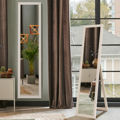 Costway Fulllength Wood Mirror FreeStanding & Wall Mirror Cloakroom