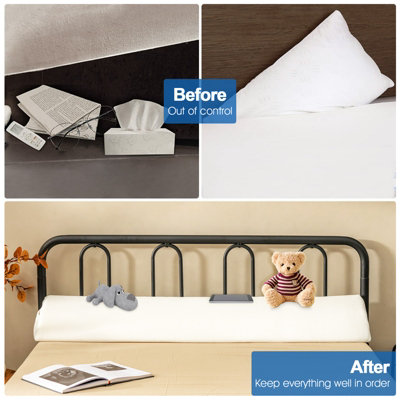 Costway Full Size Bed Wedge Pillow Bolster Triangle Pillow Long Gap Filler Side Pocket - 9