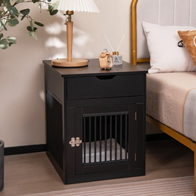 Costway Furniture Style Dog Crate Indoor Dog House Cage Side End Table w/ Wired & Wireless Charging Price Comparisons | Compare The Build