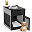 Costway Furniture Style Dog Crate Indoor Dog House Cage Side End Table w/ Wired & Wireless Charging