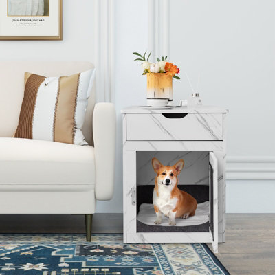 Image showcasing Costway Furniture Style Dog Crate Indoor Dog House Cage Side End Table ...