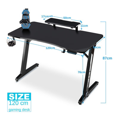 Costway Gaming Computer Desk Ergonomic Z-shape PC Racing Table ...