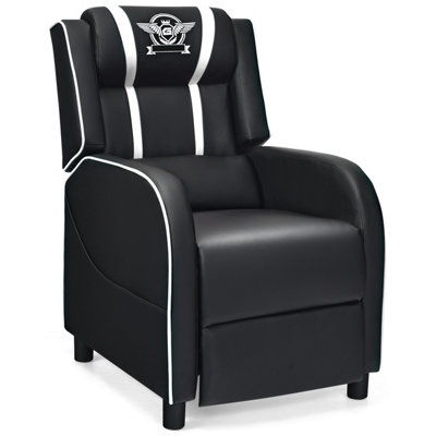 Costway Gaming Recliner Chair PU Leather Single Recliner Sofa Adjustable w/ Footrest