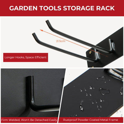 COSTWAY Garage Tool Storage Rack Wall Mounted Storage Organizer w/ 4 ...