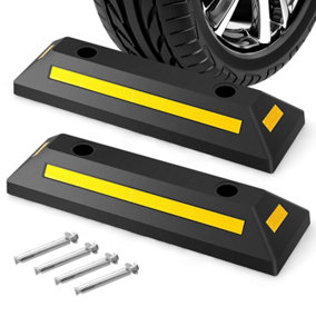 Costway Garage Vehicle Floor Stopper 2 Pack Durable &Heavy Duty Rubber Wheel Stopper 4T