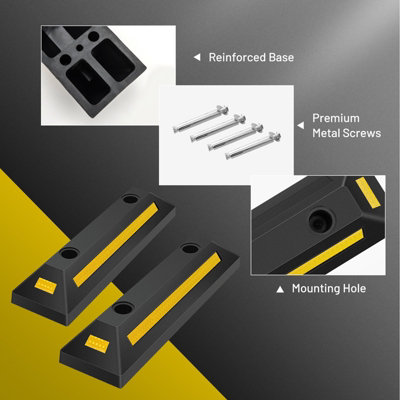 2 Pack Rubber Parking Guide Blocks Heavy Duty Wheel Stop Stoppers For