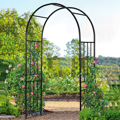 Costway Garden Arch Metal Frame Decoration Trellis Stand Vines Climbing ...