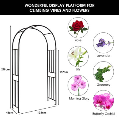 Costway Garden Arch Metal Frame Decoration Trellis Stand Vines Climbing Plants Archway