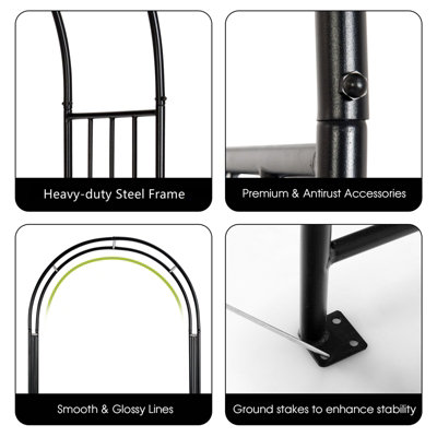 Costway Garden Arch Metal Frame Decoration Trellis Stand Vines Climbing Plants Archway
