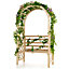 Costway Garden Arch with 2-Seat Bench Wooden Trellis Pergola for Lawn & Patio