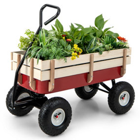 Costway Garden Cart W/ Rotatable Handle Outdoor Cargo Wagon 150kg Weight Capacity