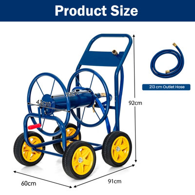 Costway Garden Hose Reel Cart Outside Portable Water Hose Holder 4 Wheels Non-slip Grip