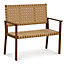 Costway Garden Loveseat Bench Patio Chair Elegent 2-Seater Conversation Chair PU Seat