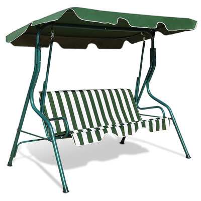 Costway Garden Patio Metal Swing Chair 3 Seater Hammock Bench Swinging Cushioned Seat