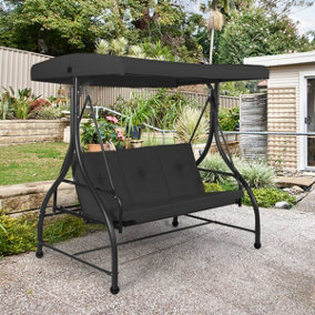 Costway Garden Patio Swing Chair 3 Seater Hammock Bench Convertible Canopy Cushion Seats