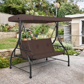 Costway Garden Patio Swing Chair 3 Seater Hammock Bench Convertible Canopy Cushion Seats