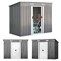 Costway Garden Shed Outdoor Roofed Storage House Tool Shed w/ Windows & Doors