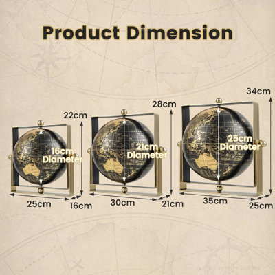 Costway Geographic 10 Inch World Globe 720 Swivel Educational Rotating Desktop Globe