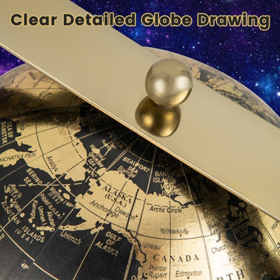 Costway Geographic 10 Inch World Globe 720 Swivel Educational Rotating Desktop Globe - 7