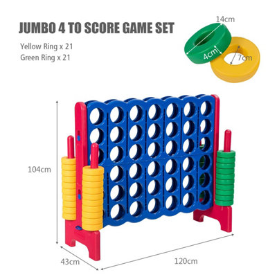 COSTWAY Giant 4 in A Row Jumbo 4-to-Score Giant Game Set kids and ...