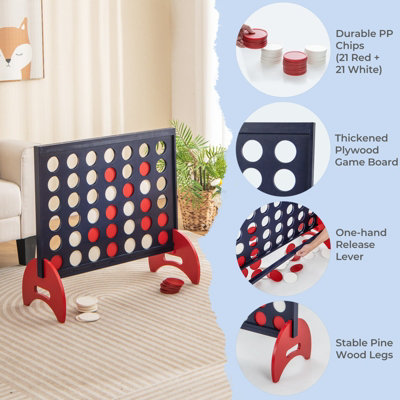 Costway Giant 4-to-Score Game Set Freestanding 4-in-A-Row Game Set w/ Carrying Bag