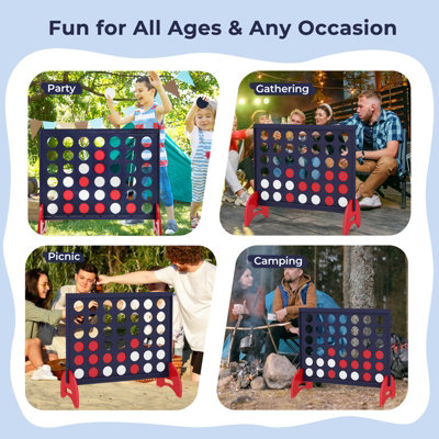 Costway Giant 4-to-Score Game Set Freestanding 4-in-A-Row Game Set w/ Carrying Bag