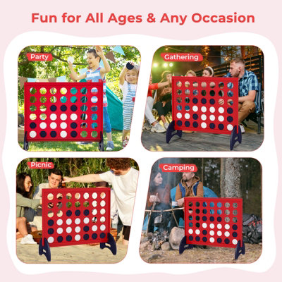 Costway Giant 4-to-Score Game Set Freestanding 4-in-A-Row Game Set w/ Carrying Bag