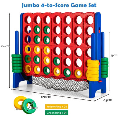 Costway Giant 4 to Score Game Set Jumbo Connect 4 Game Set w/ 42
