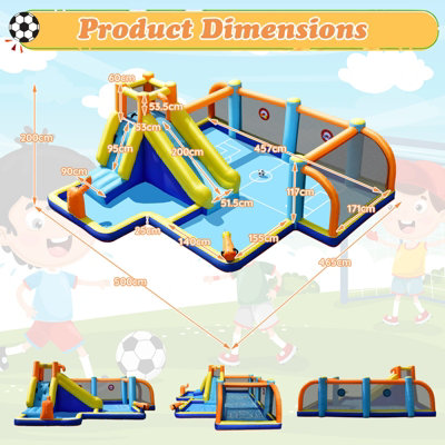 Costway Giant Soccer-Themed Inflatable Bouncer Backyard Wet Dry Combo ...