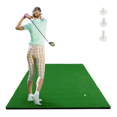 Costway Golf Hitting Mat Standard Real Feel Golf Practice Mat w/ Synthetic Turf