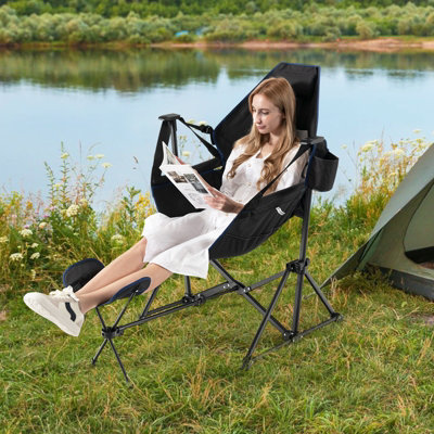 Costway Hammock Camping Chair Folding Camping Swinging Chair w Retractable Footrest