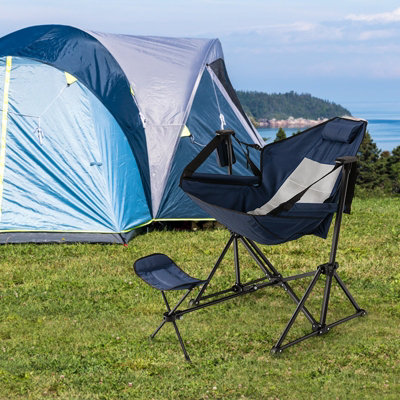 Costway Hammock Camping Chair Folding Camping Swinging Chair w Retractable Footrest