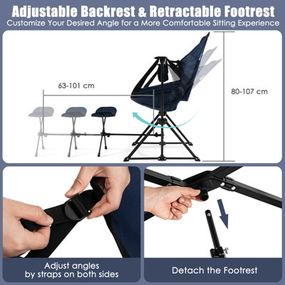 Costway Hammock Camping Chair Folding Camping Swinging Chair w/ Retractable Footrest - 5
