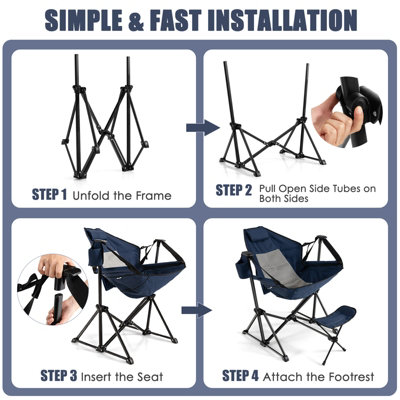 Costway Hammock Camping Chair Folding Camping Swinging Chair w/ Retractable Footrest - 7