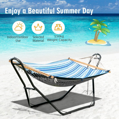 Costway Hammock Sun Lounger Bed Stand Outdoor Patio Swing Steel