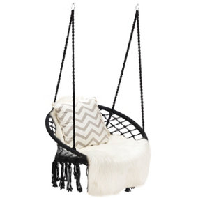 Costway Hammock Swing Chair Hanging Rope Seat Net Chair Garden Macrame Swing Out/Indoor