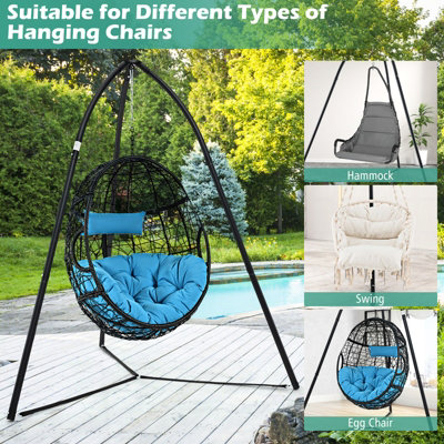 Costway Hanging Chair Stand Heavy Duty Metal Swing Tripod Chair Stand w/ Hanging Chain - 7