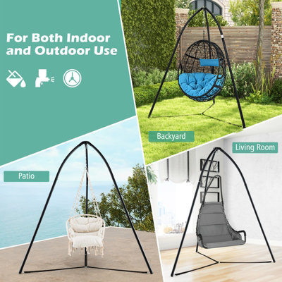 Costway Hanging Chair Stand Heavy Duty Metal Swing Tripod Chair Stand w/ Hanging Chain - 8